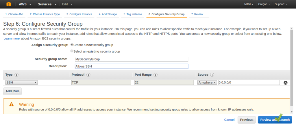 Amazon AWS - Configure Security Groups