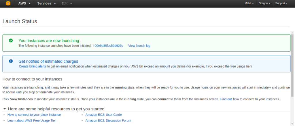 Amazon AWS EC2 create instance